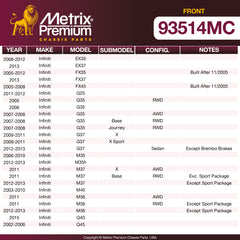 Metrix Premium Chassis Parts Front Disc Brake Pad Set 93514MC OEM fit auto parts
