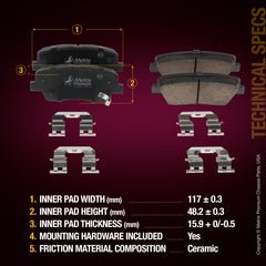 Metrix Premium Chassis Parts Rear Disc Brake Pad Set 93557MC OEM fit auto parts
