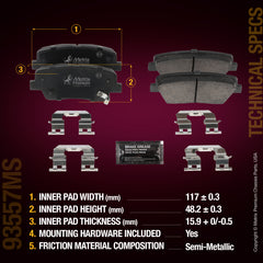 Metrix Premium Chassis Parts Rear Disc Brake Pad Set 93557MS aftermarket car parts