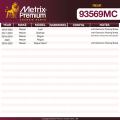 Metrix Premium Rear Disc Brake Pad Set 93569MC OEM fit spare parts
