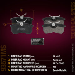 Metrix Premium Chassis Parts Rear Disc Brake Pad Set 93571MS aftermarket car parts