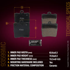 Metrix Premium Chassis Parts Rear Disc Brake Pad Set 93599MC aftermarket car parts