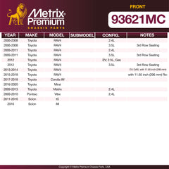 Metrix Premium Front Disc Brake Pad Set 93621MC OEM fit spare parts