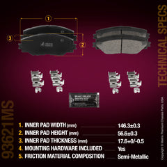 Metrix Premium Chassis Parts Front Disc Brake Pad Set 93621MS aftermarket car parts