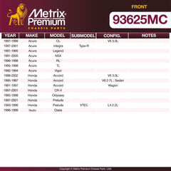 Metrix Premium Front Disc Brake Pad Set 93625MC OEM fit spare parts