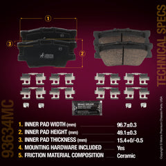 Metrix Premium Chassis Parts Rear Disc Brake Pad Set 93634MC OEM fit auto parts