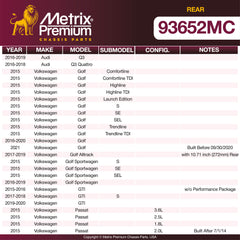 Metrix Premium Rear Disc Brake Pad Set 93652MC OEM fit spare parts
