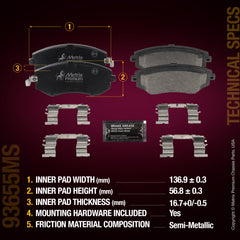 Metrix Premium Chassis Parts Front Disc Brake Pad Set 93655MS aftermarket car parts