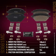 Metrix Premium Chassis Parts Rear Disc Brake Pad Set 93661MC aftermarket car parts