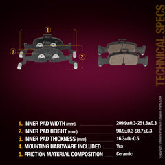 Metrix Premium Chassis Parts Front Disc Brake Pad Set 93677MC OEM fit auto parts