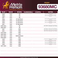 Metrix Premium Chassis Parts Front Disc Brake Pad Set 93680MC aftermarket car parts
