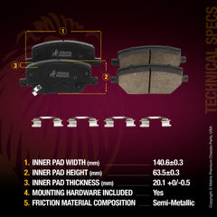 Metrix Premium Front Semi-Metallic Disc Brake Pad Set 93718MS OEM fit spare parts