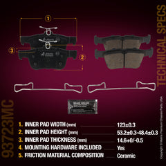 Metrix Premium Chassis Parts Rear Disc Brake Pad Set 93723MC aftermarket car parts