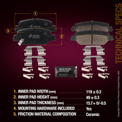 Metrix Premium Rear Disc Brake Pad Set 93726MC aftermarket car parts