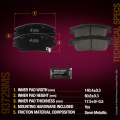 Metrix Premium Chassis Parts Front Disc Brake Pad Set 93729MS aftermarket car parts