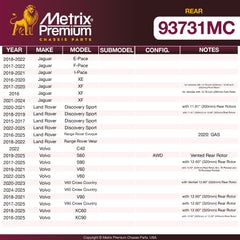Metrix Premium Rear Disc Brake Pad Set 93731MC OEM fit spare parts