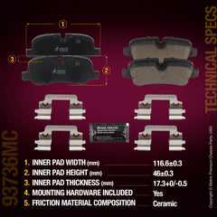 Metrix Premium Chassis Parts Rear Disc Brake Pad Set 93736MC aftermarket car parts