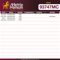 Metrix Premium Chassis Parts Rear Disc Brake Pad Set 93747MC OEM fit auto parts