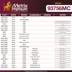 Metrix Premium Front Disc Brake Pad Set 93756MC OEM fit spare parts