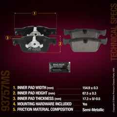 Metrix Premium Chassis Parts Front Disc Brake Pad Set 93757MS aftermarket car parts