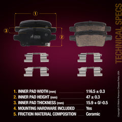 Metrix Premium Rear Disc Brake Pad Set 93760MC aftermarket car parts