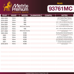 Metrix Premium Rear Disc Brake Pad Set 93761MC OEM fit spare parts