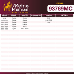 Metrix Premium Chassis Parts Front Disc Brake Pad Set 93769MC OEM fit auto parts