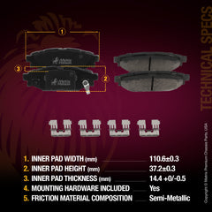 Metrix Premium Rear Semi-Metallic Disc Brake Pad Set 93778MS OEM fit spare parts