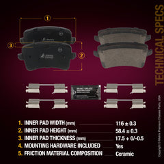 Metrix Premium Rear Disc Brake Pad Set 93782MC aftermarket car parts