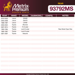 Metrix Premium Rear Disc Brake Pad Set 93792MS OEM fit spare parts