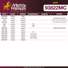 Metrix Premium Rear Disc Brake Pad Set 93822MC OEM fit spare parts