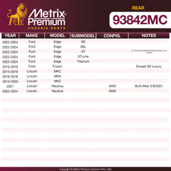 Metrix Premium Rear Disc Brake Pad Set 93842MC OEM fit spare parts