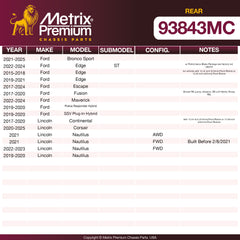 Metrix Premium Rear Disc Brake Pad Set 93843MC OEM fit spare parts
