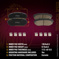 WHAT'S IN THE KIT: 1x Front Ceramic Brake Pad Set D1258, 1x Rear Ceramic Brake Pad Set D1377-D1612