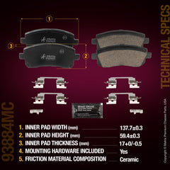 Metrix Premium Front Disc Brake Pad Set 93884MC aftermarket car parts