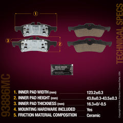 Metrix Premium Chassis Parts Rear Disc Brake Pad Set 93886MC aftermarket car parts