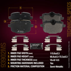 Metrix Premium Rear Disc Brake Pad Set 93902MS aftermarket car parts