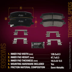 Metrix Premium Rear Disc Brake Pad Set 93920MS aftermarket car parts
