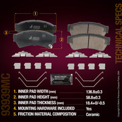 Metrix Premium Front Disc Brake Pad Set 93939MC aftermarket car parts