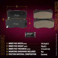 Metrix Premium Chassis Parts Front Disc Brake Pad Set 93959MC aftermarket car parts