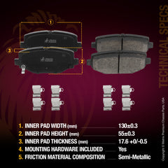 Metrix Premium Rear Semi-Metallic Disc Brake Pad Set 93968MS OEM fit spare parts