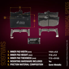 Metrix Premium Chassis Parts Front Disc Brake Pad Set 93976MS aftermarket car parts