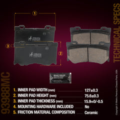Metrix Premium Front Disc Brake Pad Set 93988MC aftermarket car parts