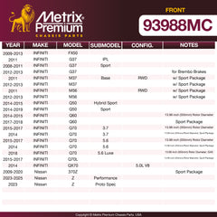 Metrix Premium Front Disc Brake Pad Set 93988MC OEM fit spare parts