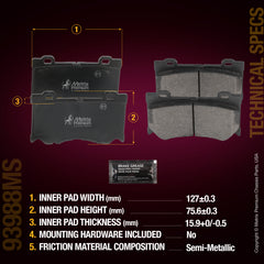 Metrix Premium Chassis Parts Front Disc Brake Pad Set 93988MS aftermarket car parts
