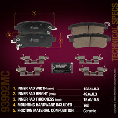 Metrix Premium Chassis Parts Rear Disc Brake Pad Set 93992MC aftermarket car parts