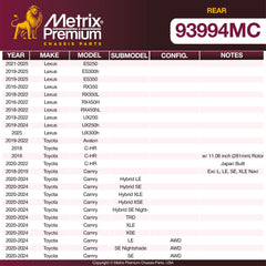 Metrix Premium Rear Disc Brake Pad Set 93994MC OEM fit spare parts