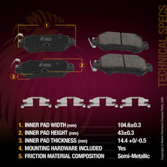 Metrix Premium Rear Semi-Metallic Disc Brake Pad Set 93995MS OEM fit spare parts