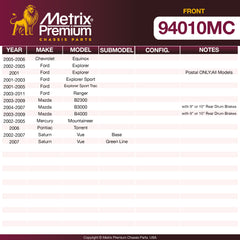 Metrix Premium Front Disc Brake Pad Set 94010MC OEM fit spare parts