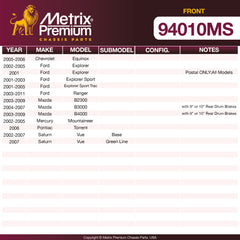 Metrix Premium Front Disc Brake Pad Set 94010MS OEM fit spare parts
